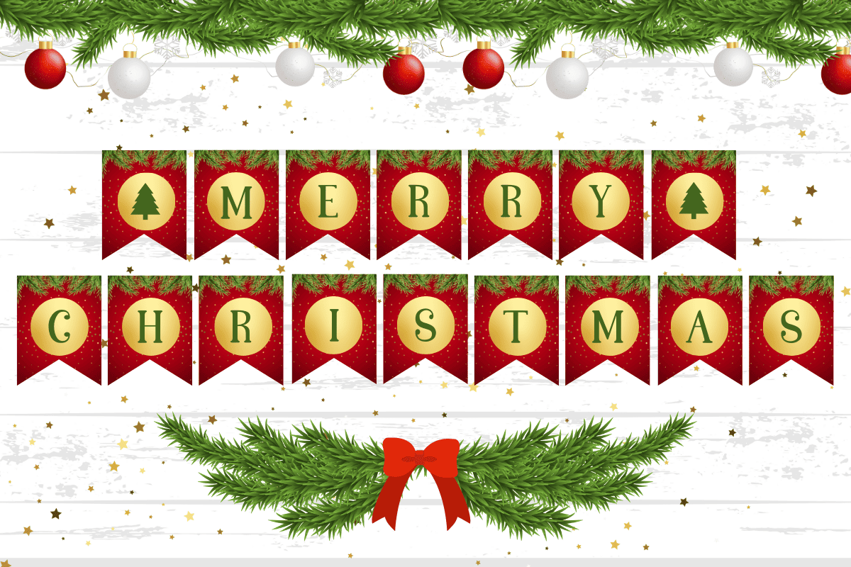 Classic red and gold Christmas Banner printable