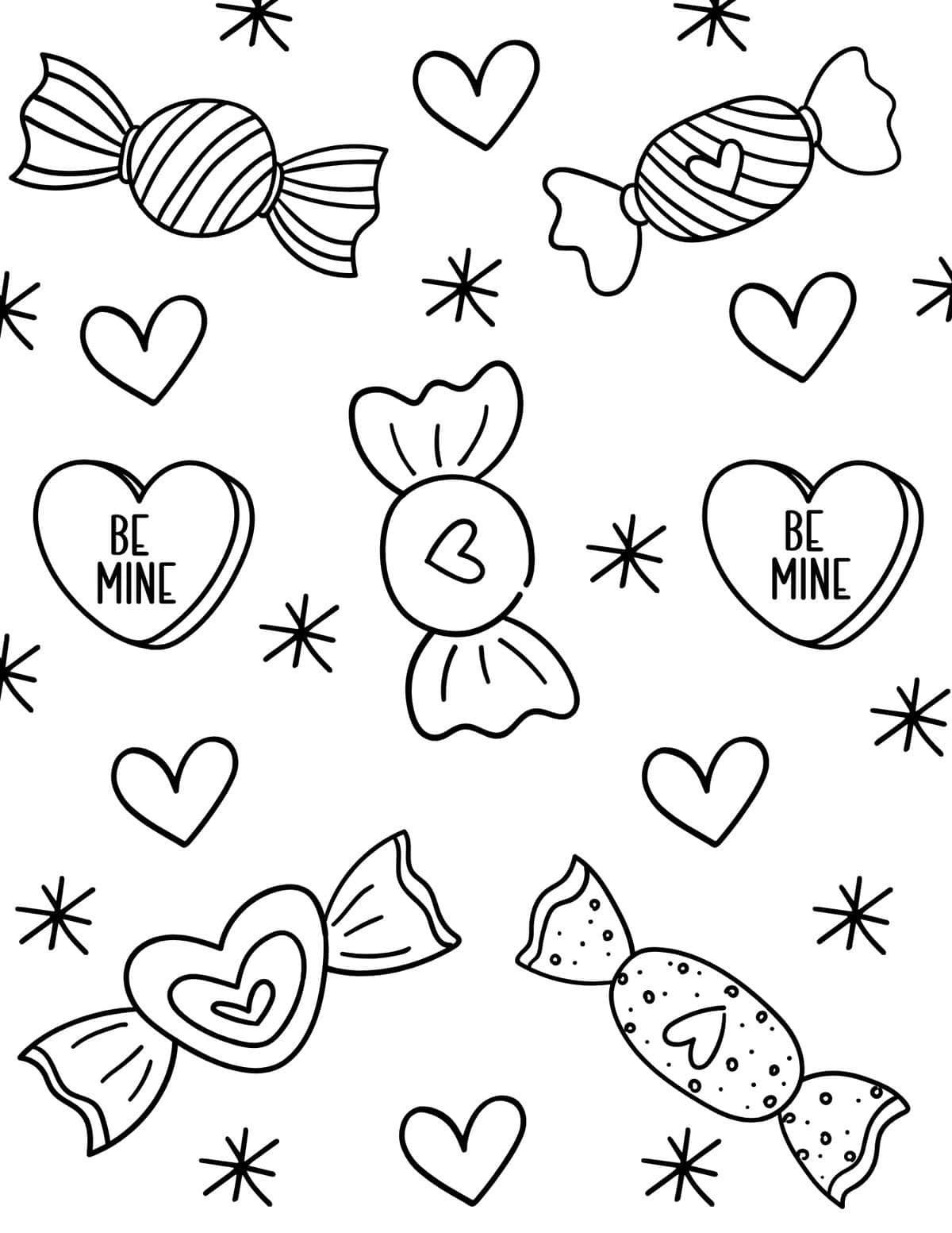 Valentine's Day candy coloring page