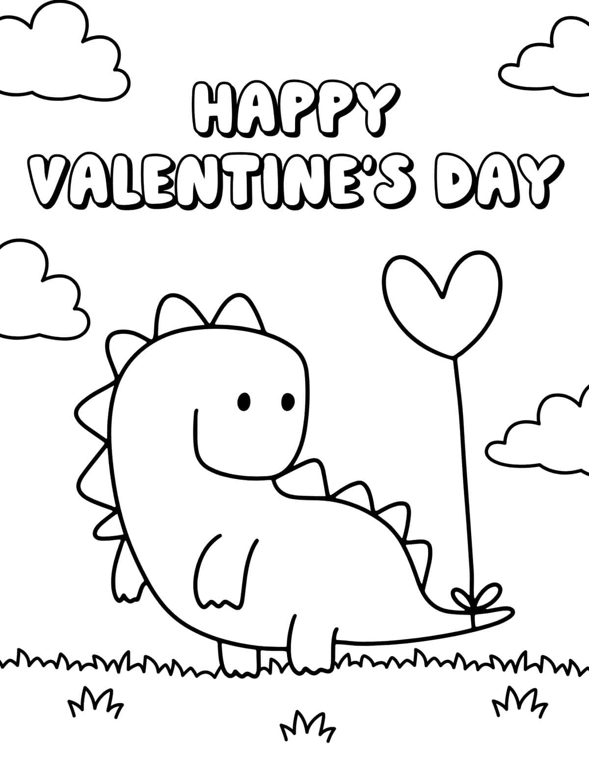 dinosaur valentine coloring page