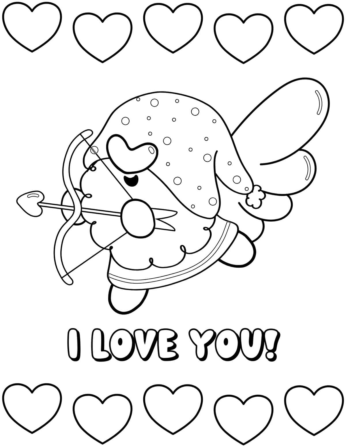 I love you Valentine's Day gnome coloring page