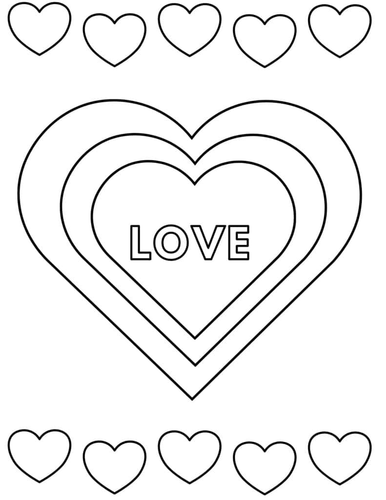 love triple heart coloring page
