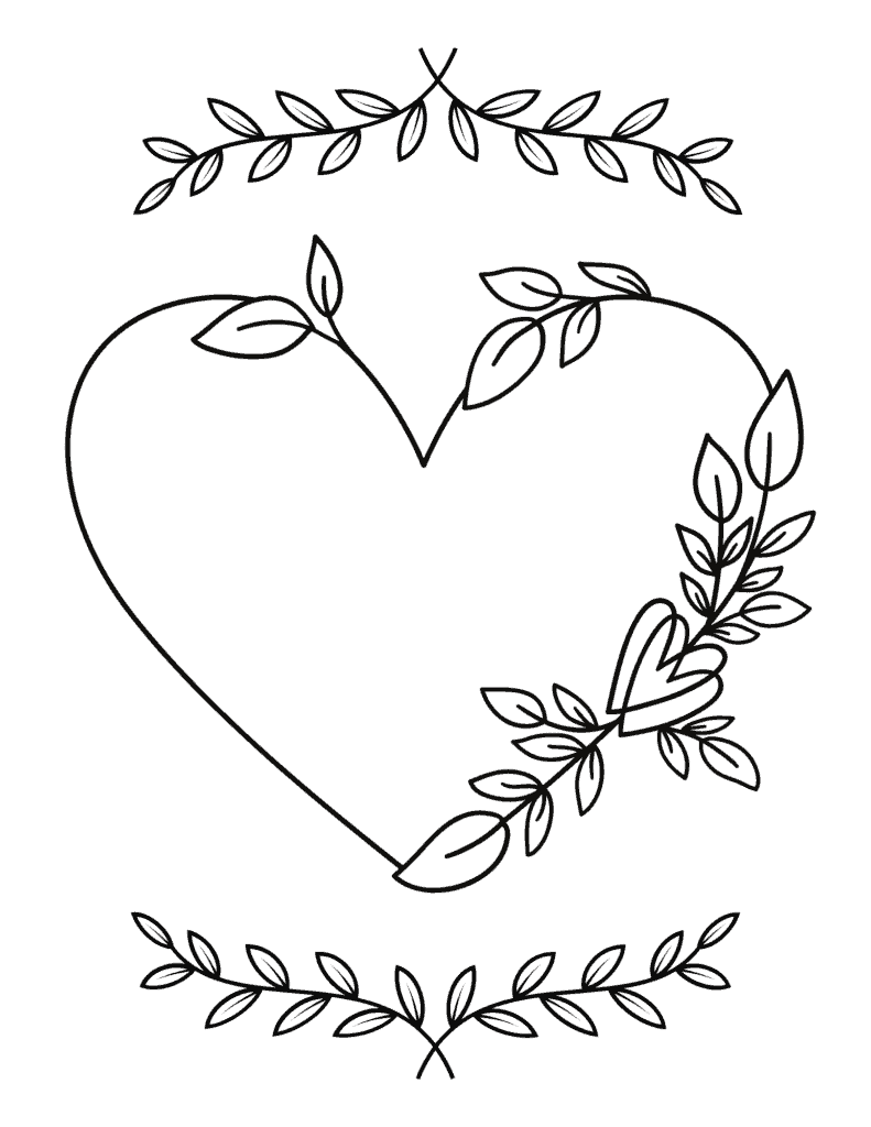 floral heart coloring page