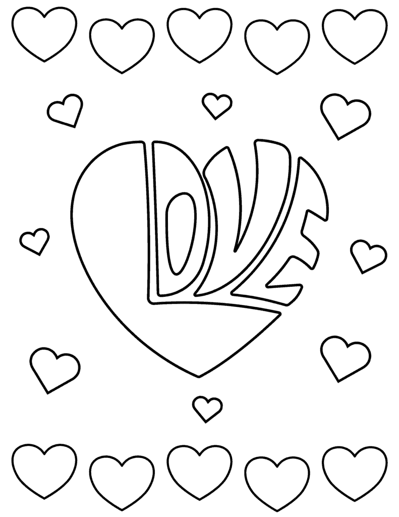 love heart shape coloring page