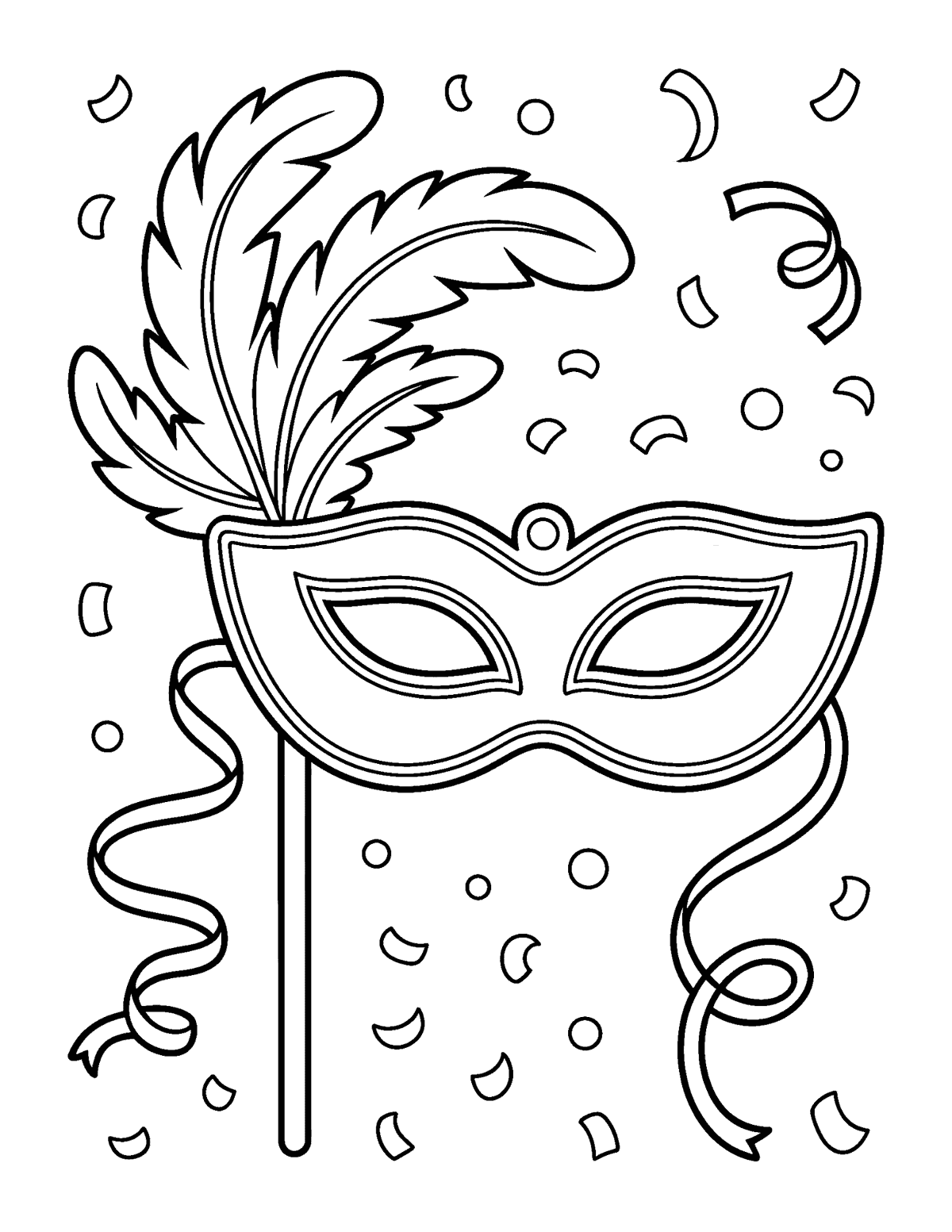 Feather Mask on a Stick