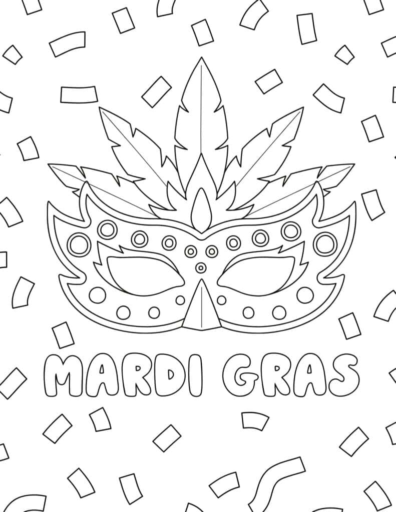 mardi gras mask coloring page