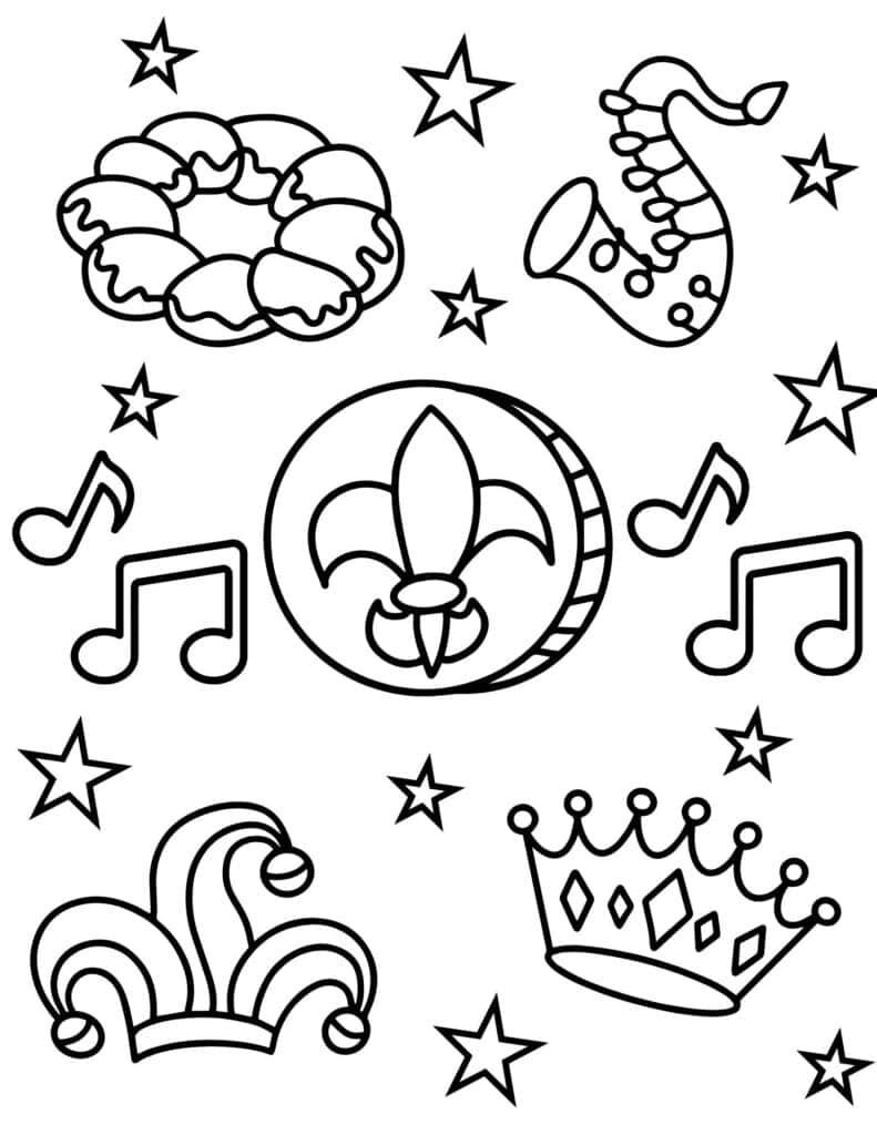 mardi gras themed coloring page