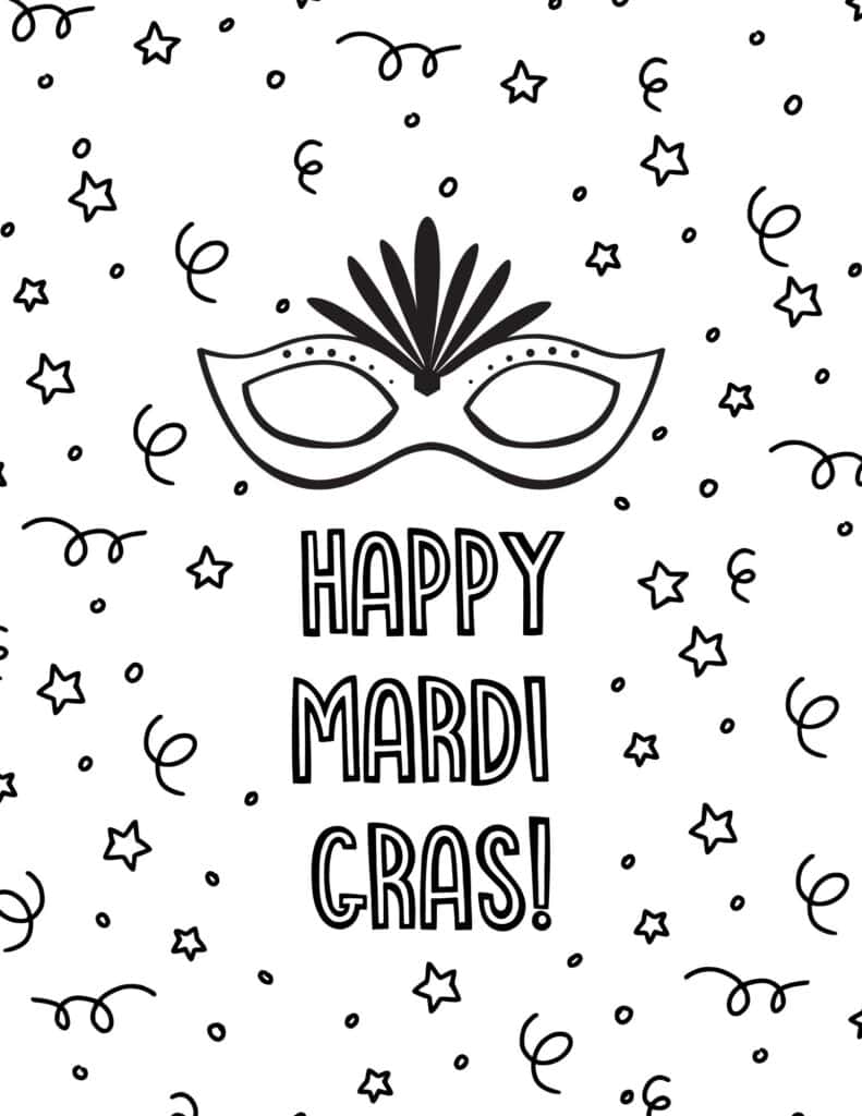 happy mardi gras coloring page