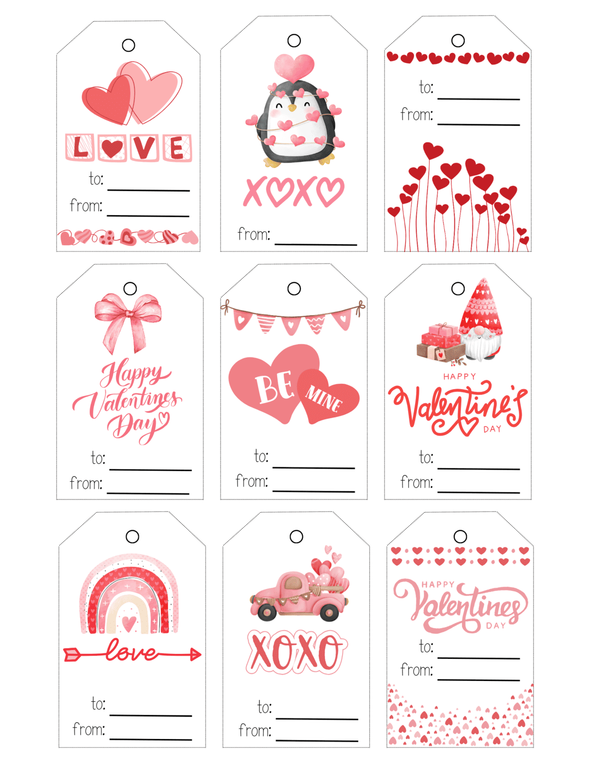 free tags for Valentine's Day