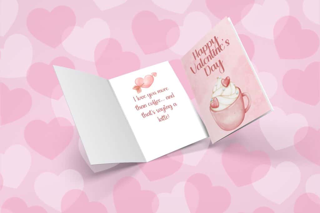 free printable valentine latte card