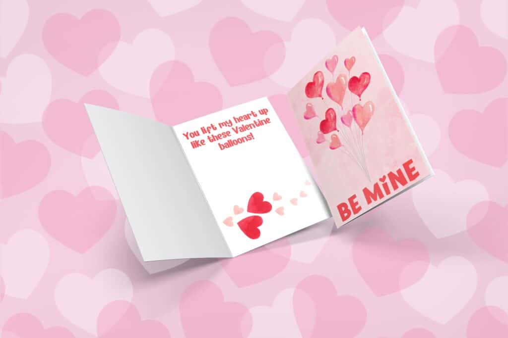 be mine heart balloon card