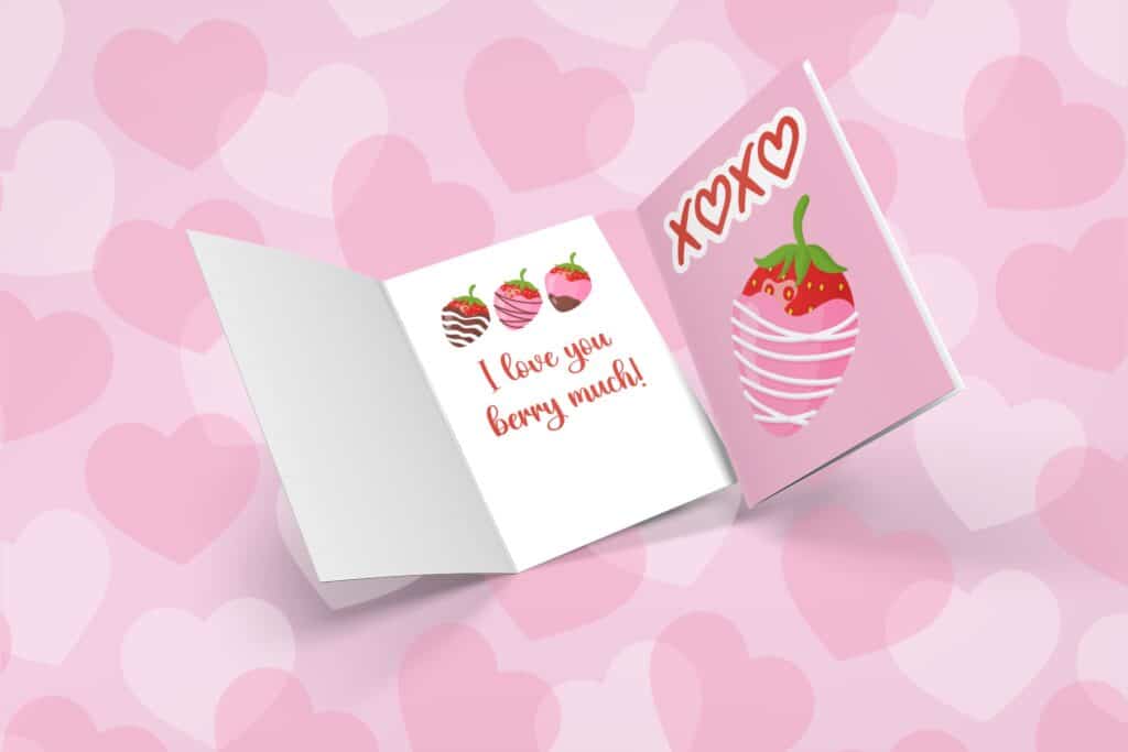 chocolate dipped strawberry xoxo card