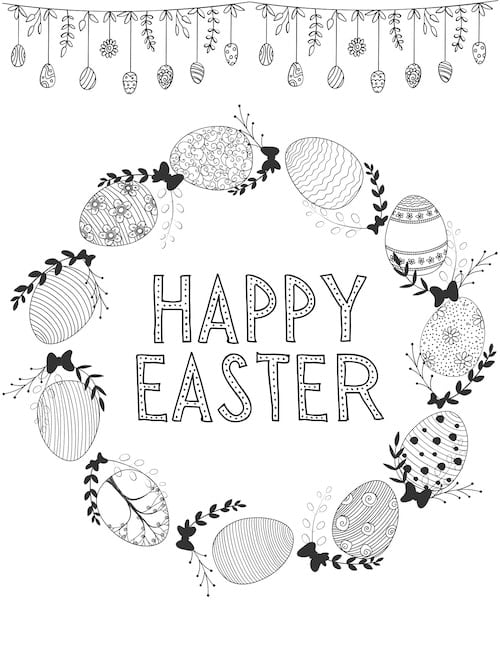 easter egg wreath coloring page