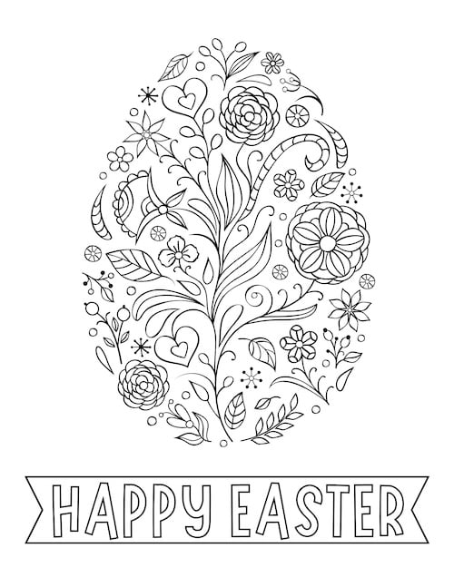 flower easter egg coloring page