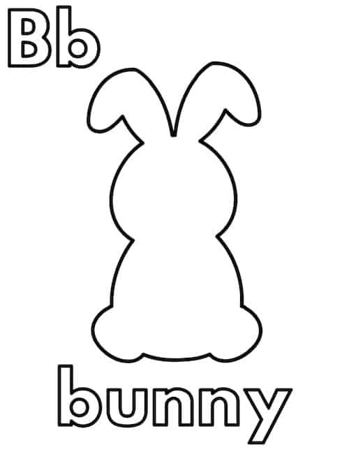 b for bunny coloring page