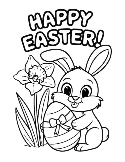 Bunny hugging striped Easter egg
