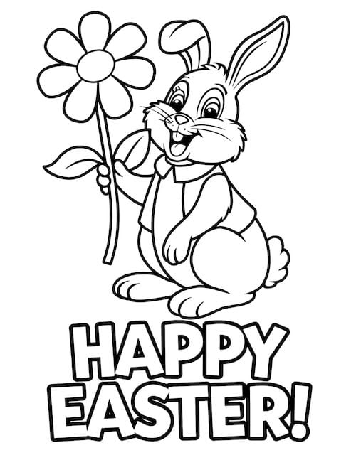 bunny with flower coloring page