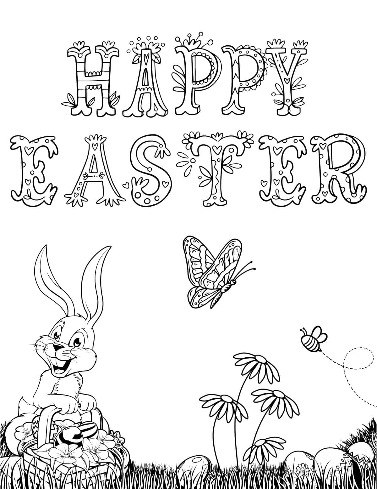 vintage rabbit coloring page