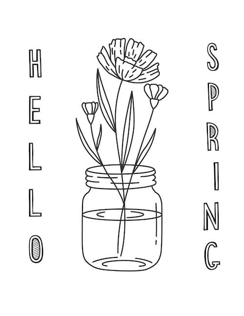 hello spring flowers in mason jar