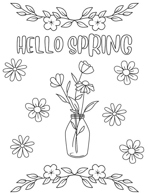 flowers in a vase coloring page