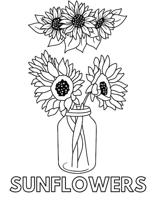 sunflowers coloring page