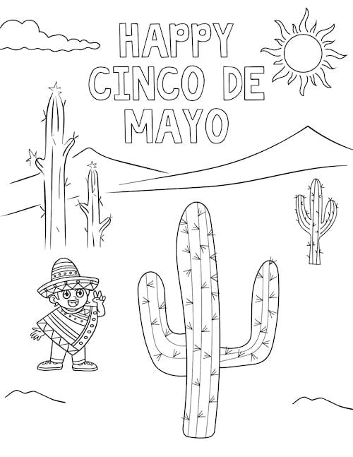 boy in sombrero in a desert with cactuses 
