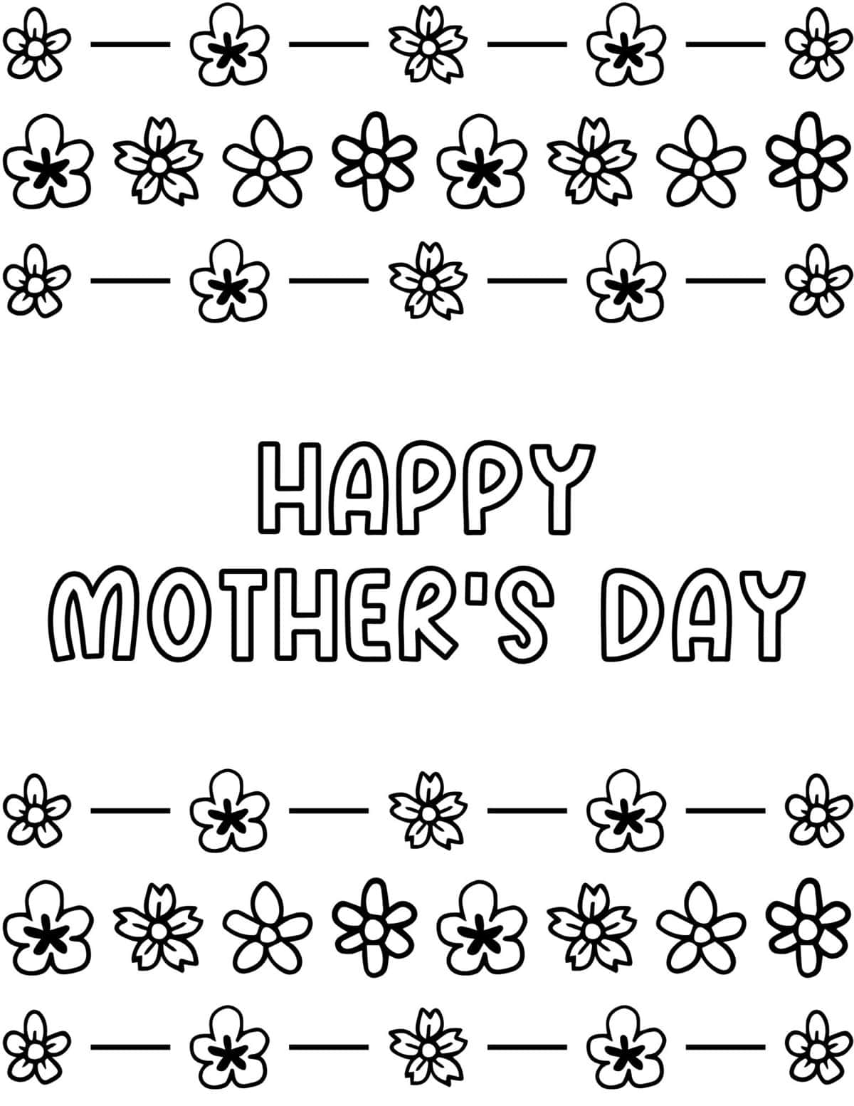 happy mother's day flower garland coloring page