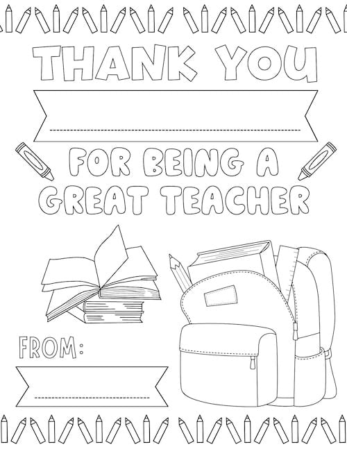thank you for being a great teacher appreciation coloring page