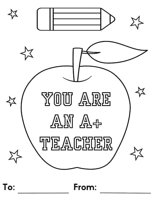 you are an a + teacher apple coloring sheet