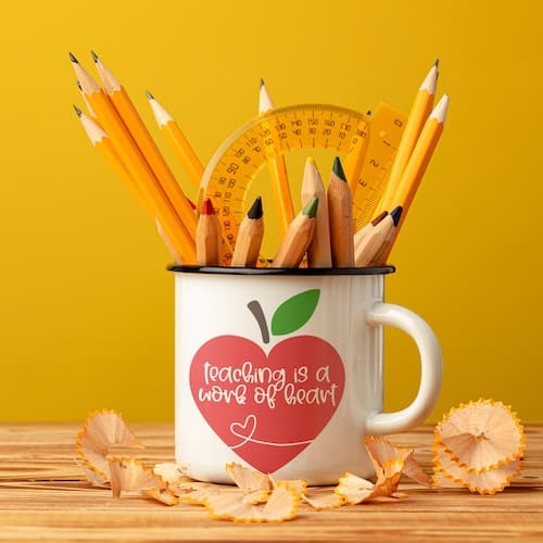 heart apple mug