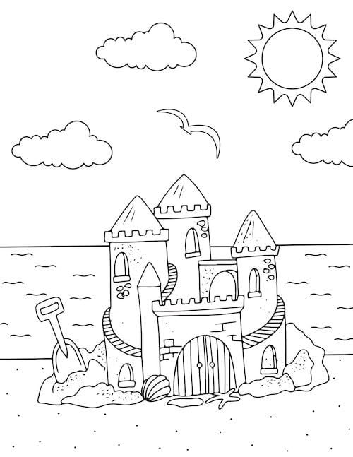 sandcastle coloring page