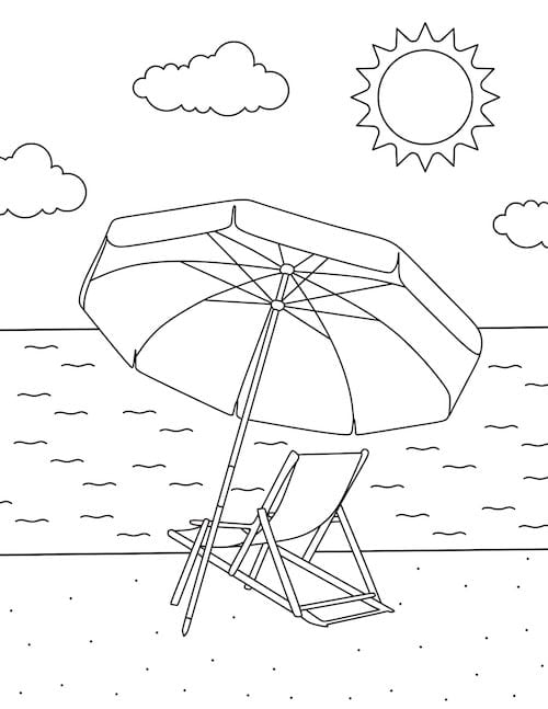 relaxing at the beach coloring page