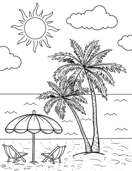 beach chairs coloring page