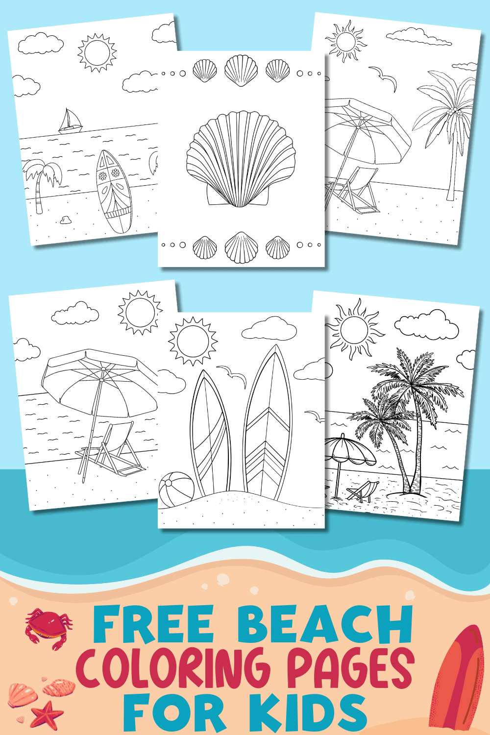 free printable beach coloring pages for kids