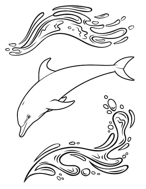 dolphin surrounded by waves