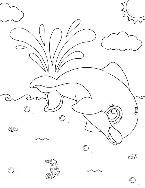 dolphin flipping his tail out of the water