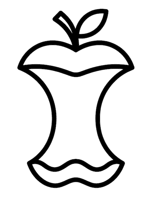 simple apple core template with stem and leaf