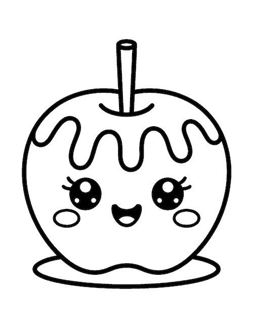 cute caramel apple coloring page