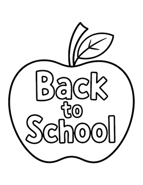 back to school apple coloring page