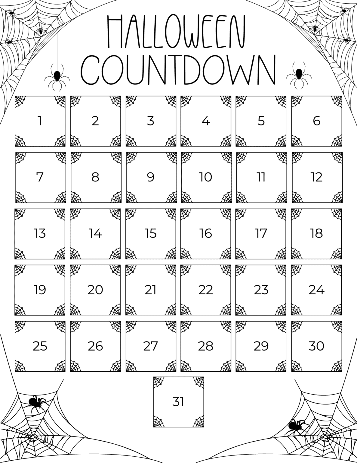 Free Printable Halloween Countdown Calendar - Prudent Penny Pincher