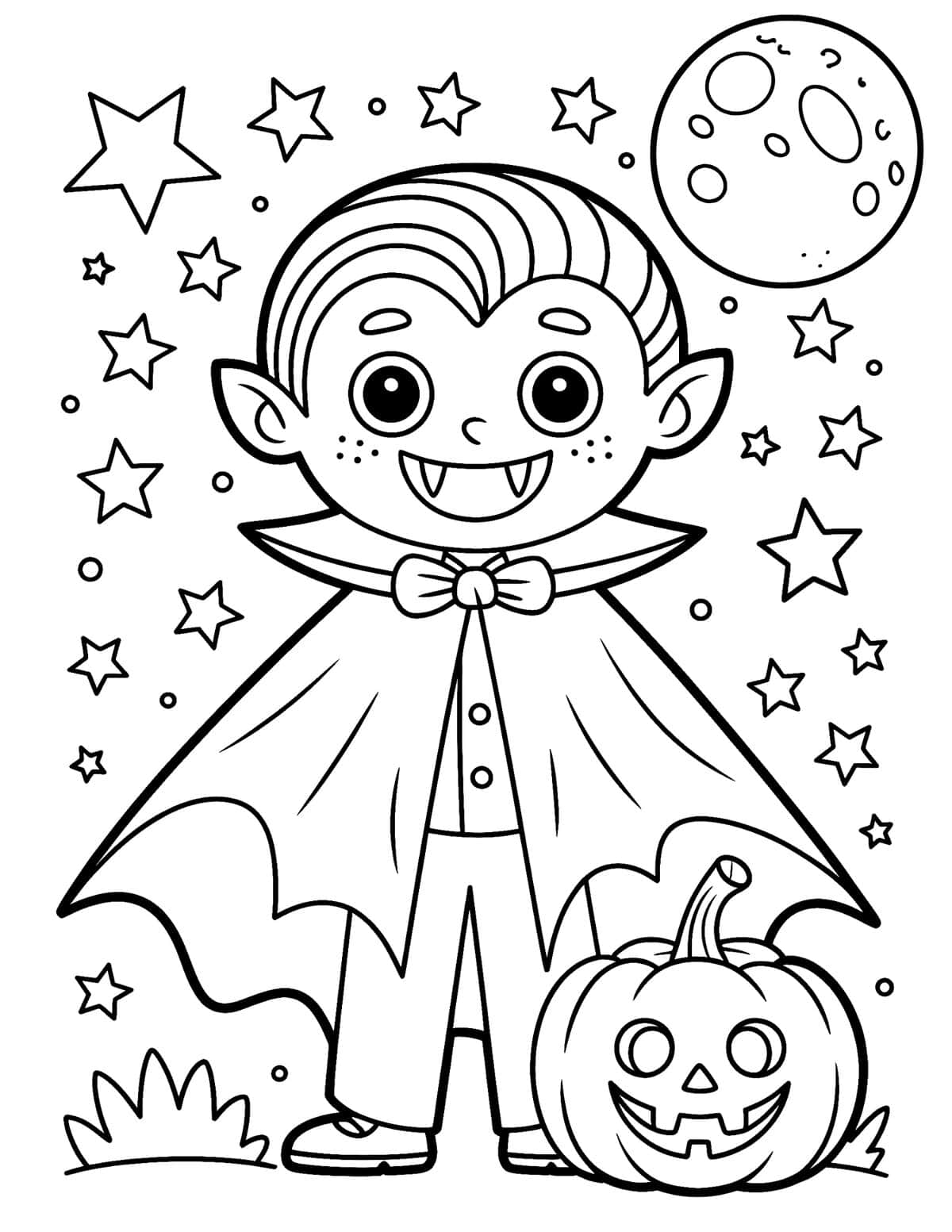 Young vampire with jack-o’-lantern