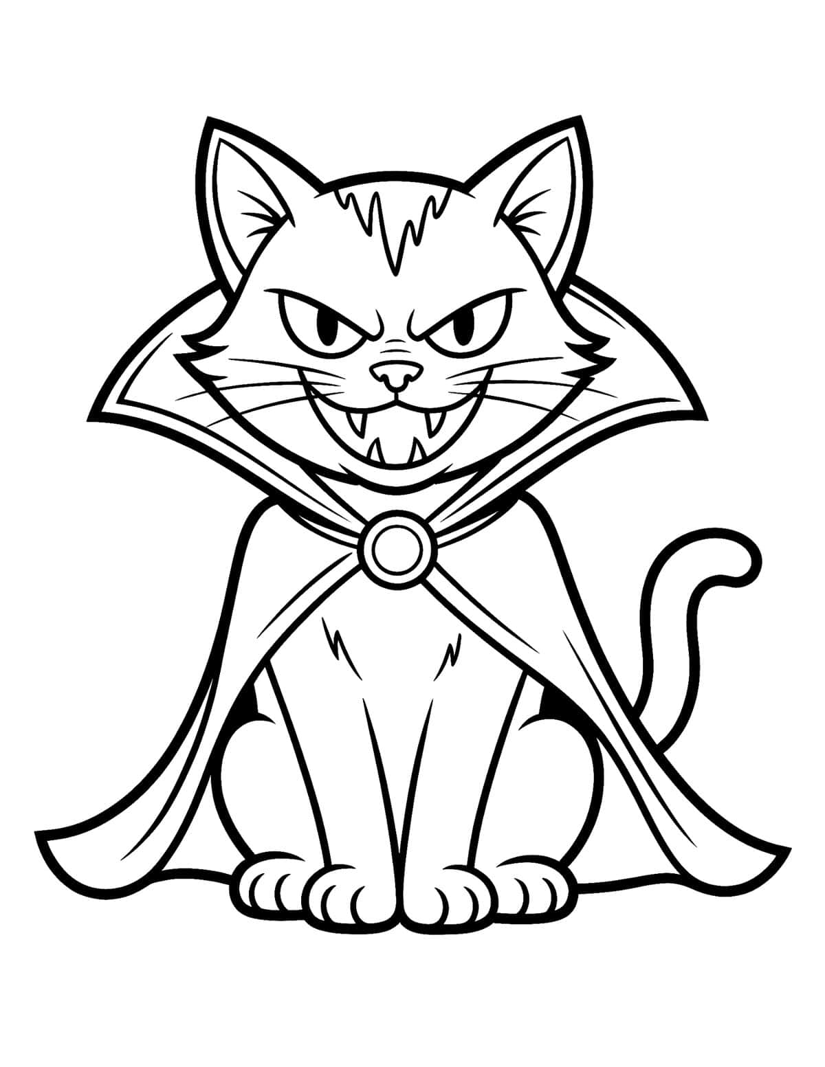 Vampire cat coloring page