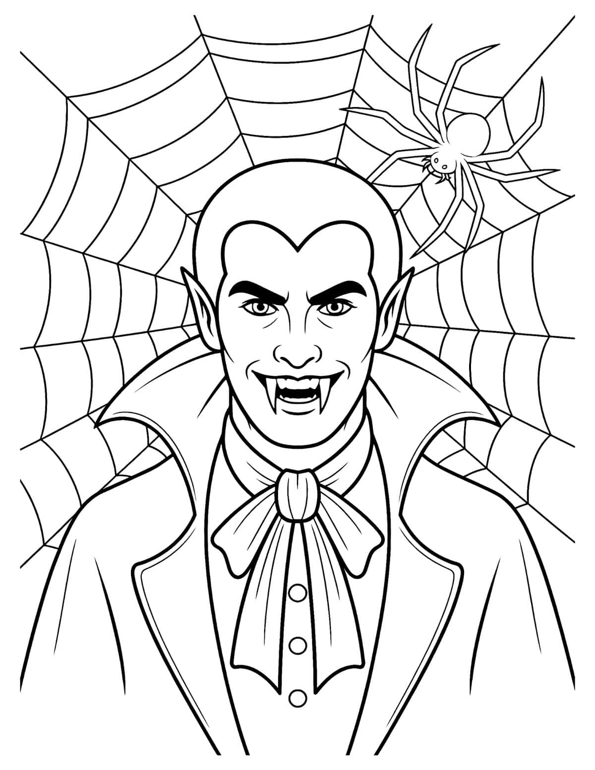Detailed vampire coloring page
