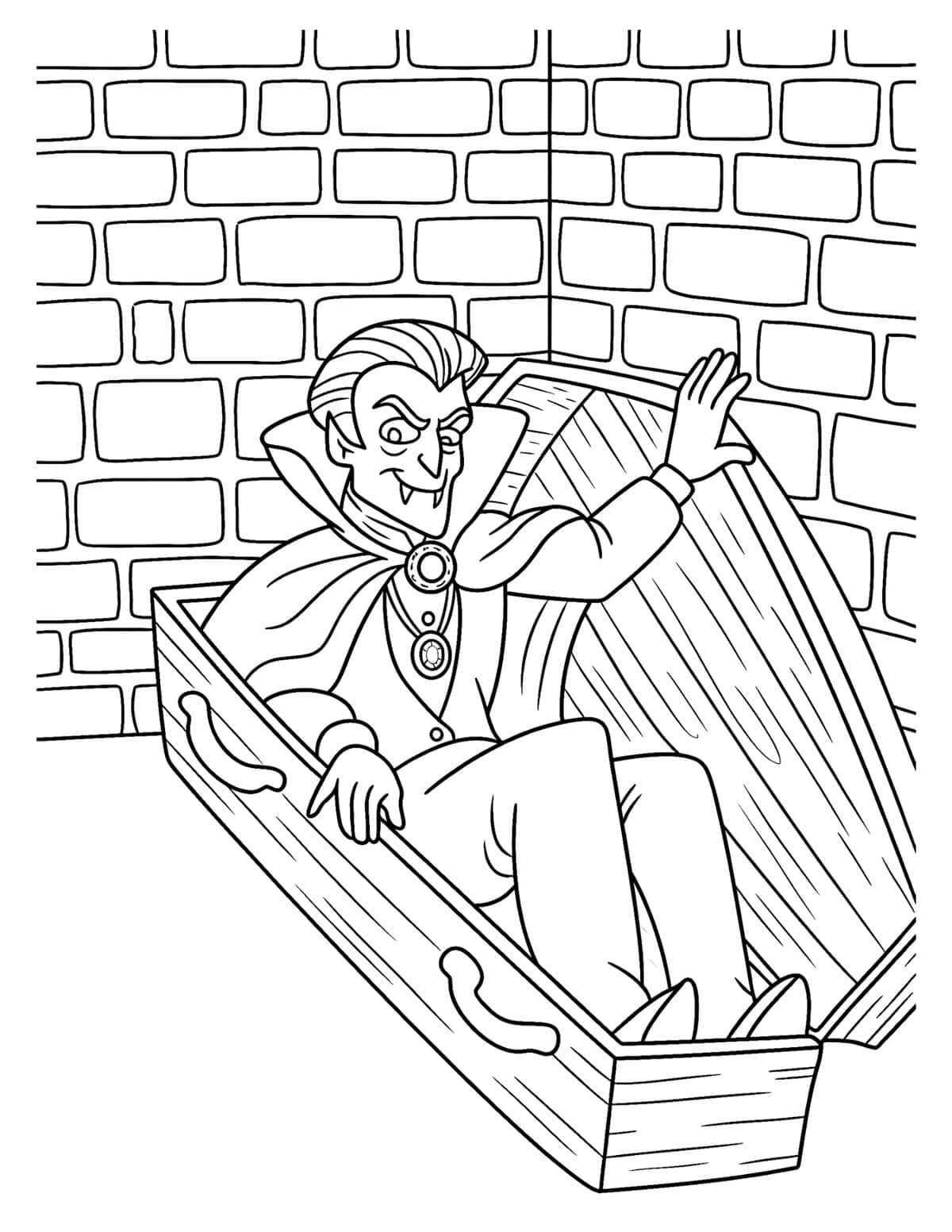 Vampire rising from a coffin