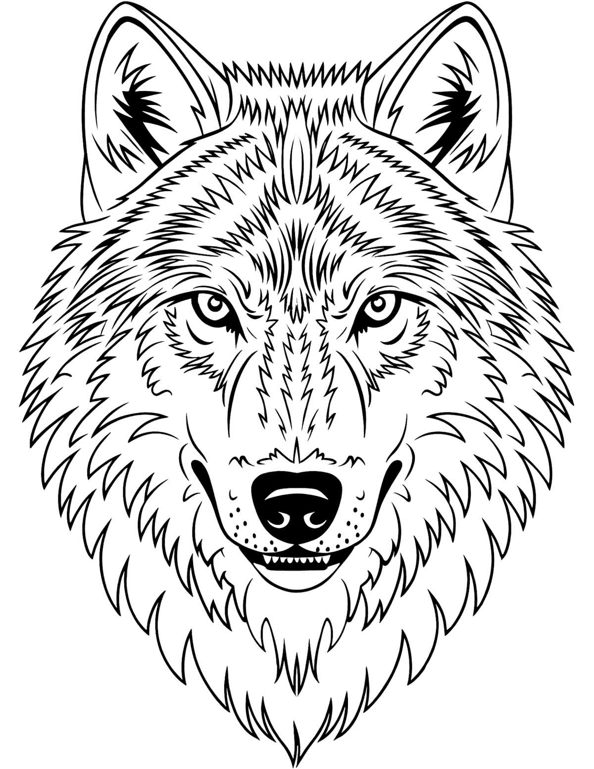 Detailed close-up of a werewolf face with thick fur and pointed ears