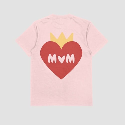 Crowned heart MOM SVG on pink Mother's Day t-shirt