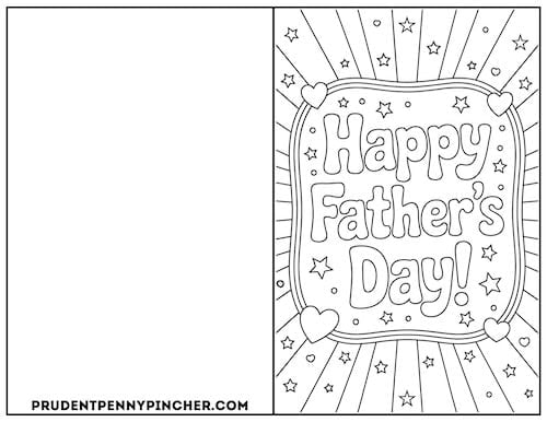 card decorated with hearts, stars, and the phrase "Happy Father's Day!".