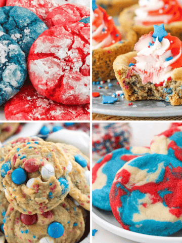 collage of 4th of july cookies.