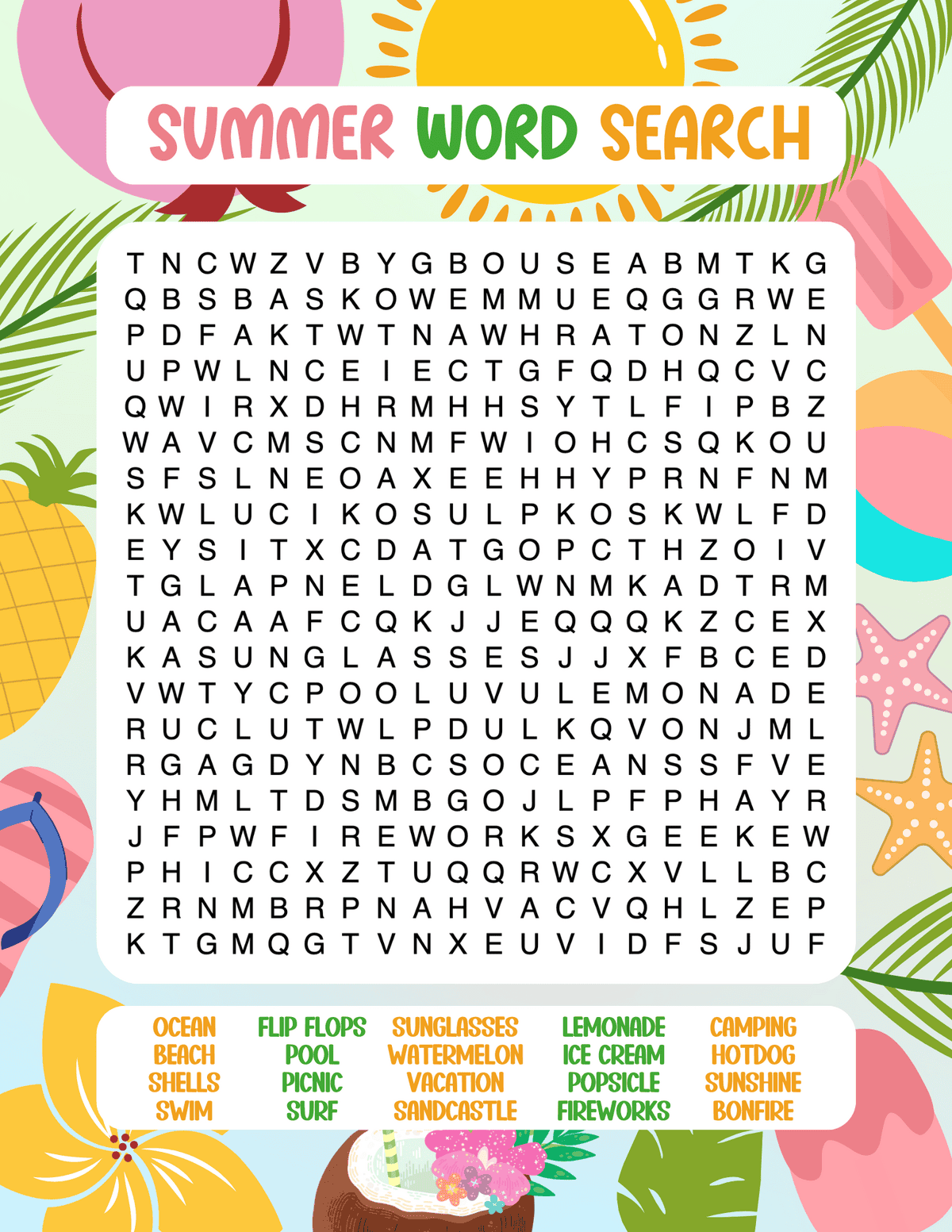 Printable medium difficulty puzzle for kids and tweens.