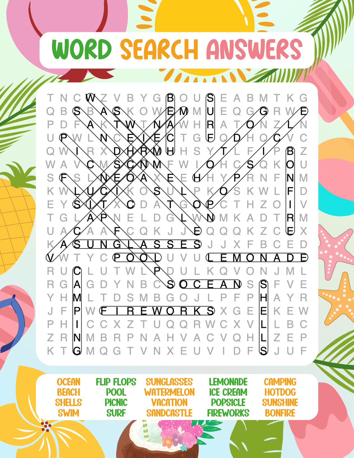 Medium level answer key showing solved puzzle.