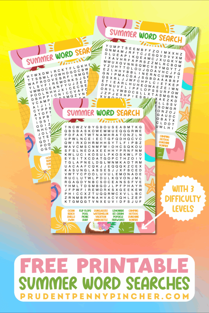 Free Printable Summer Word Searches - Prudent Penny Pincher